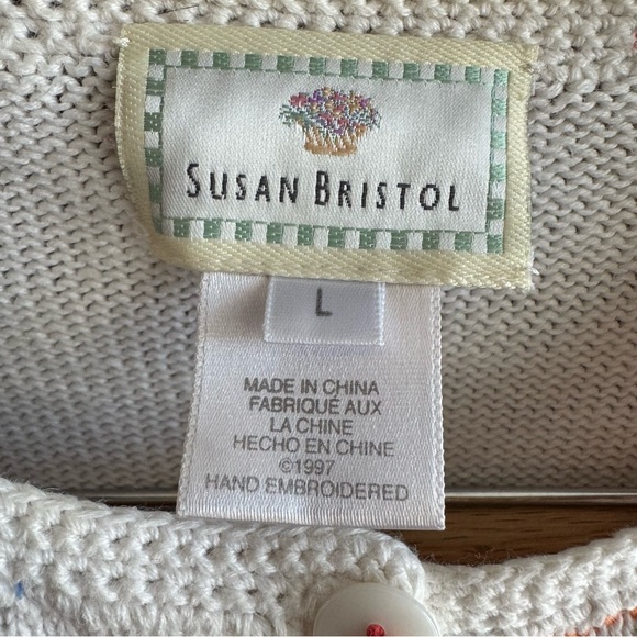 Vintage Susan Bristol Hand Embroidered Black Cat Cardigan Sweater 1997 - Picture 2 of 16